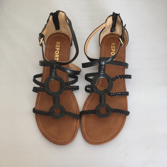 report black flat sandals